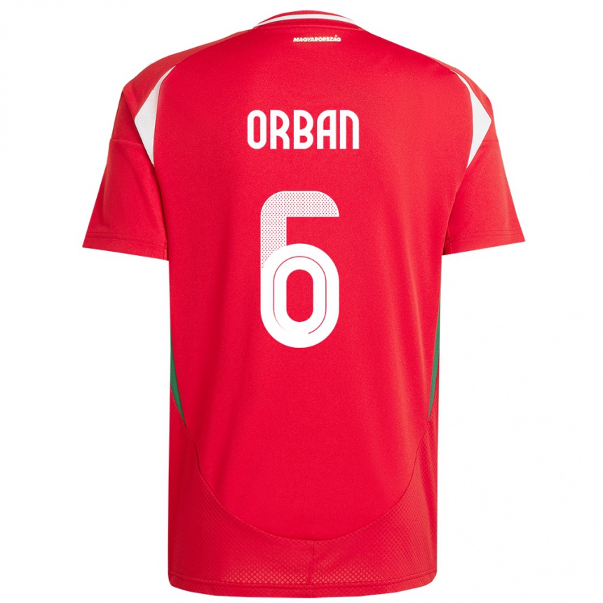 Damen Fußball Ungarn Willi Orbán #6 Rot Heimtrikot Trikot 24-26 T-Shirt Luxemburg