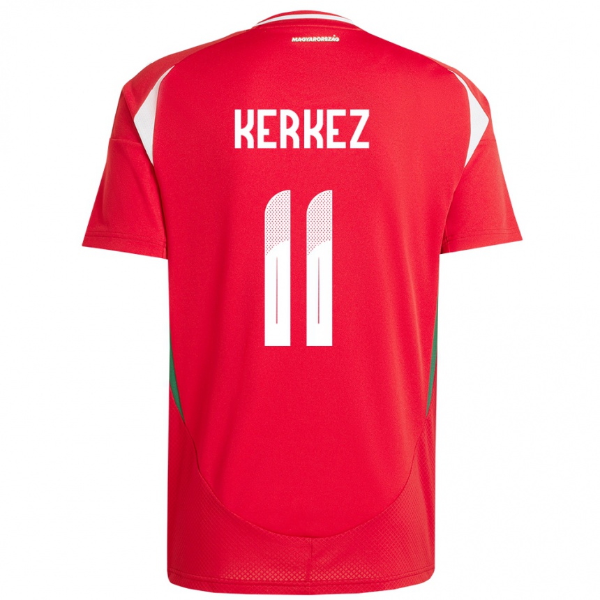 Damen Fußball Ungarn Milos Kerkez #11 Rot Heimtrikot Trikot 24-26 T-Shirt Luxemburg