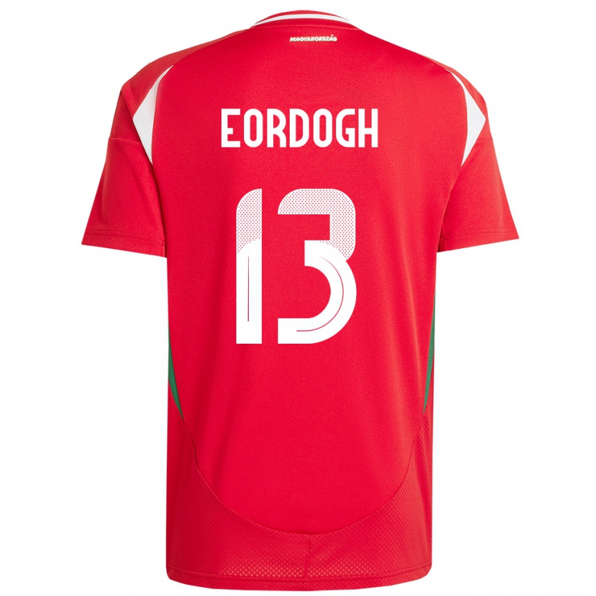 Damen Fußball Ungarn András Eördögh #13 Rot Heimtrikot Trikot 24-26 T-Shirt Luxemburg