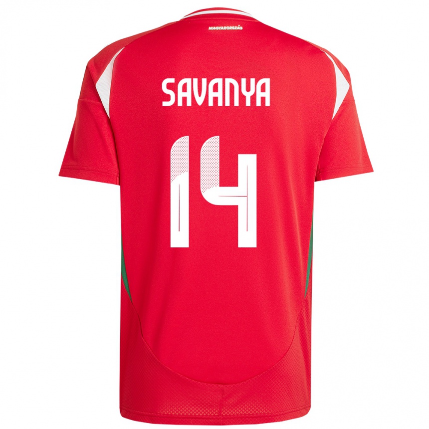 Damen Fußball Ungarn Csilla Savanya #14 Rot Heimtrikot Trikot 24-26 T-Shirt Luxemburg