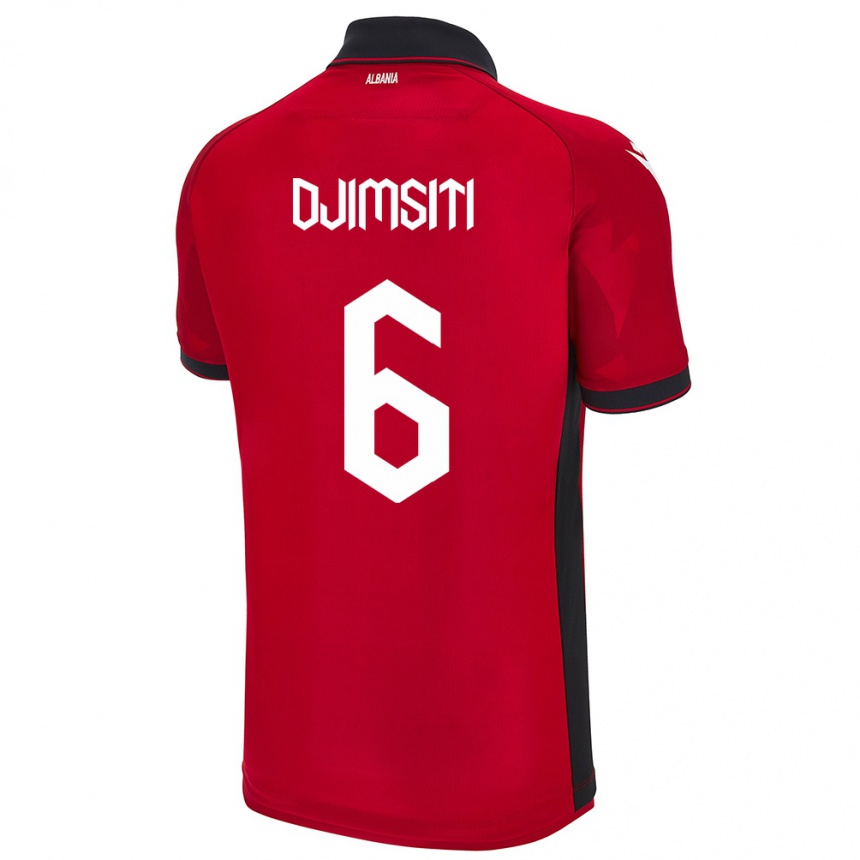 Damen Fußball Albanien Berat Djimsiti #6 Rot Heimtrikot Trikot 24-26 T-Shirt Luxemburg