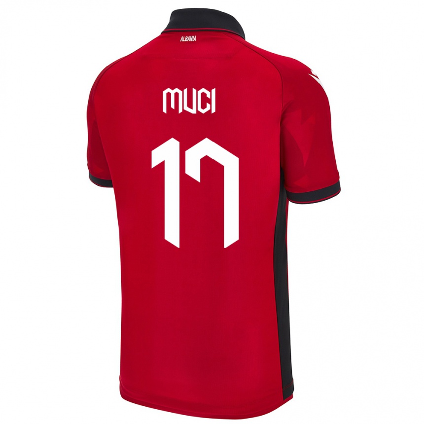 Damen Fußball Albanien Ernest Muci #17 Rot Heimtrikot Trikot 24-26 T-Shirt Luxemburg