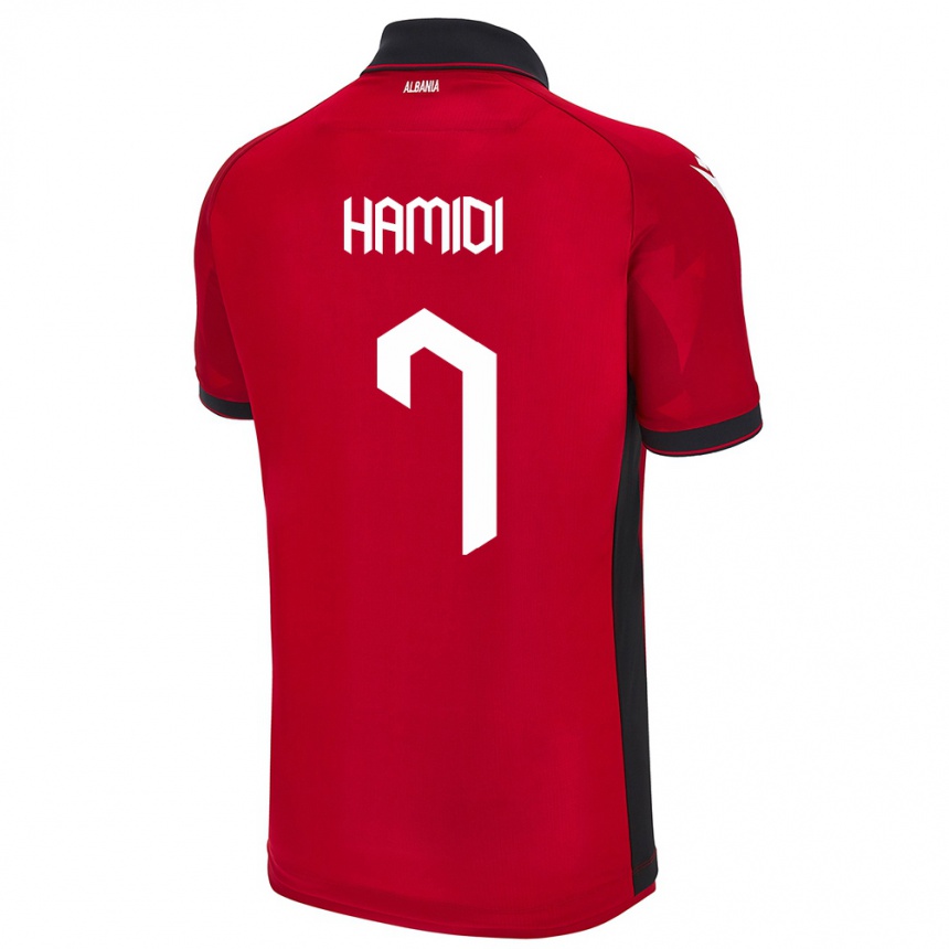 Damen Fußball Albanien Mimoza Hamidi #7 Rot Heimtrikot Trikot 24-26 T-Shirt Luxemburg