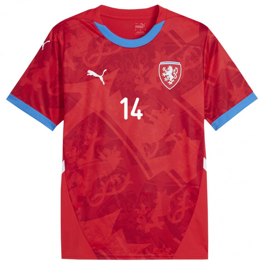 Damen Fußball Tschechien Zdenek Toman #14 Rot Heimtrikot Trikot 24-26 T-Shirt Luxemburg