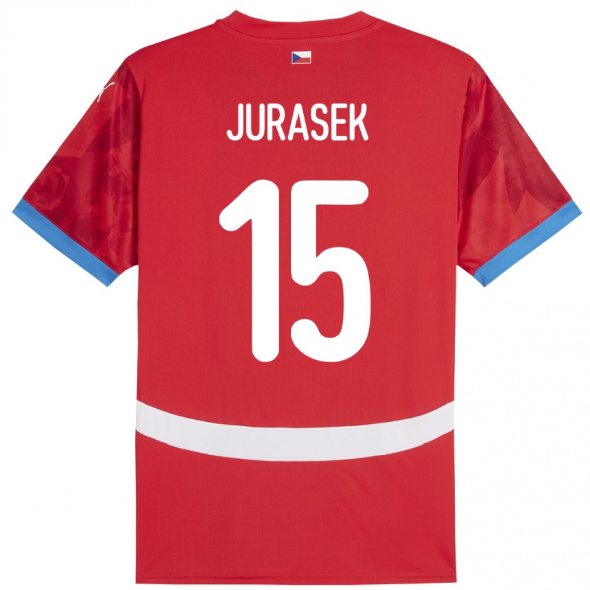 Damen Fußball Tschechien David Jurásek #15 Rot Heimtrikot Trikot 24-26 T-Shirt Luxemburg