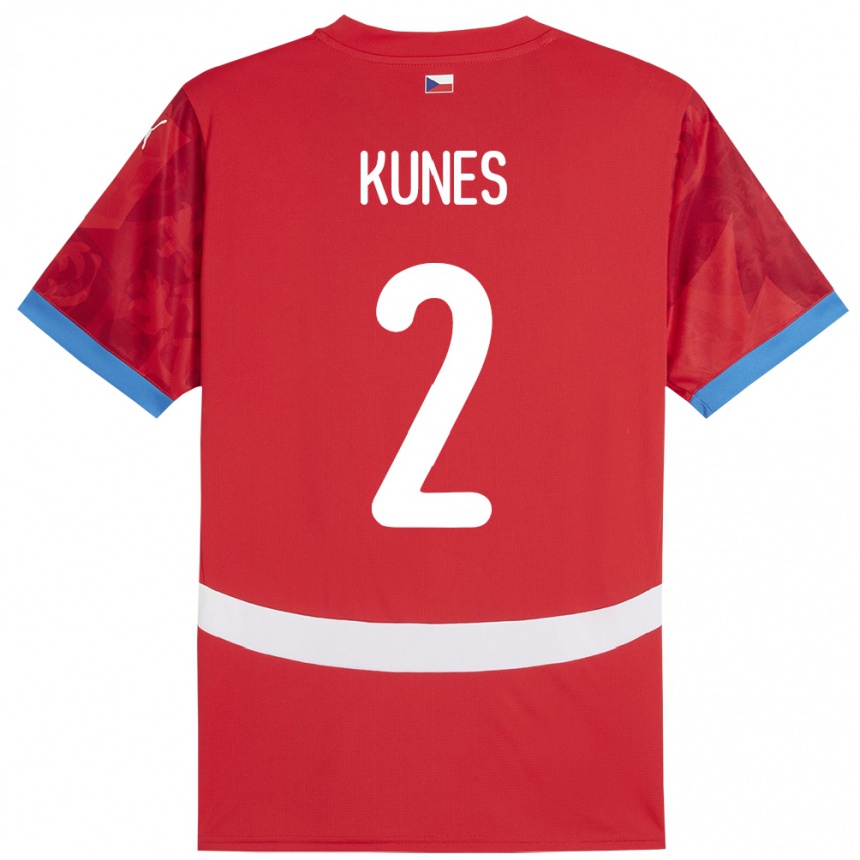 Damen Fußball Tschechien Jan Kunes #2 Rot Heimtrikot Trikot 24-26 T-Shirt Luxemburg