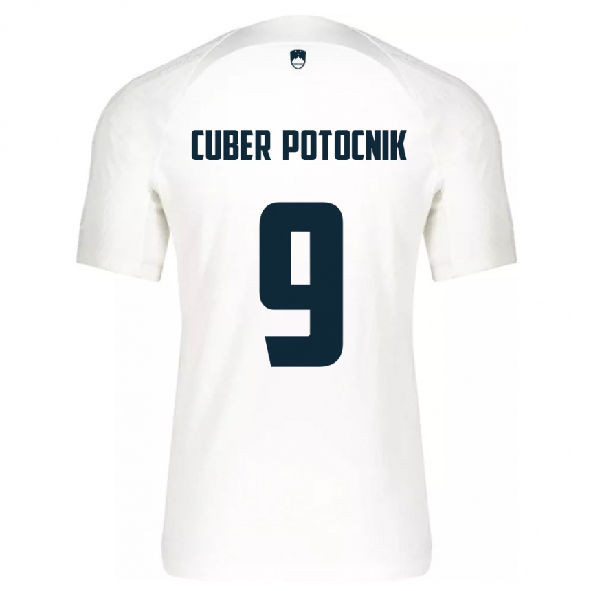 Damen Fußball Slowenien Jaka Cuber Potocnik #9 Weiß Heimtrikot Trikot 24-26 T-Shirt Luxemburg