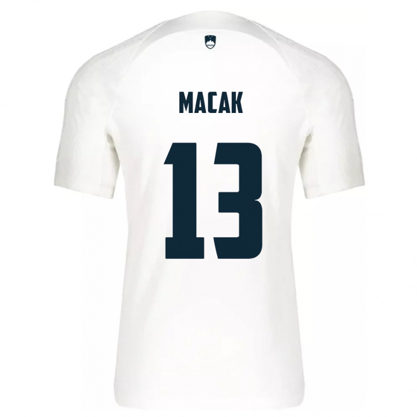 Damen Fußball Slowenien Tian Macak #13 Weiß Heimtrikot Trikot 24-26 T-Shirt Luxemburg