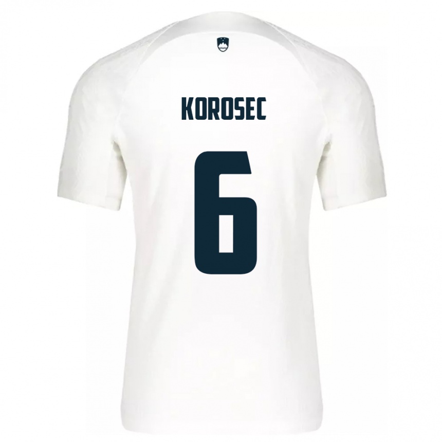 Damen Fußball Slowenien Kaja Korošec #6 Weiß Heimtrikot Trikot 24-26 T-Shirt Luxemburg
