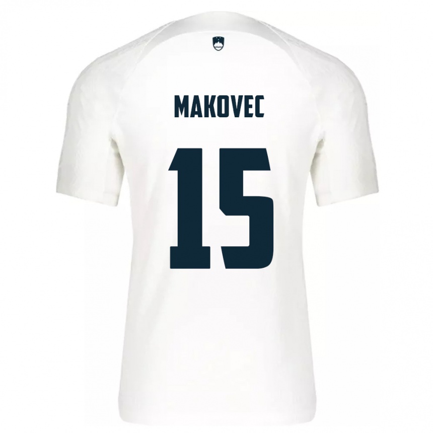Damen Fußball Slowenien Sara Makovec #15 Weiß Heimtrikot Trikot 24-26 T-Shirt Luxemburg