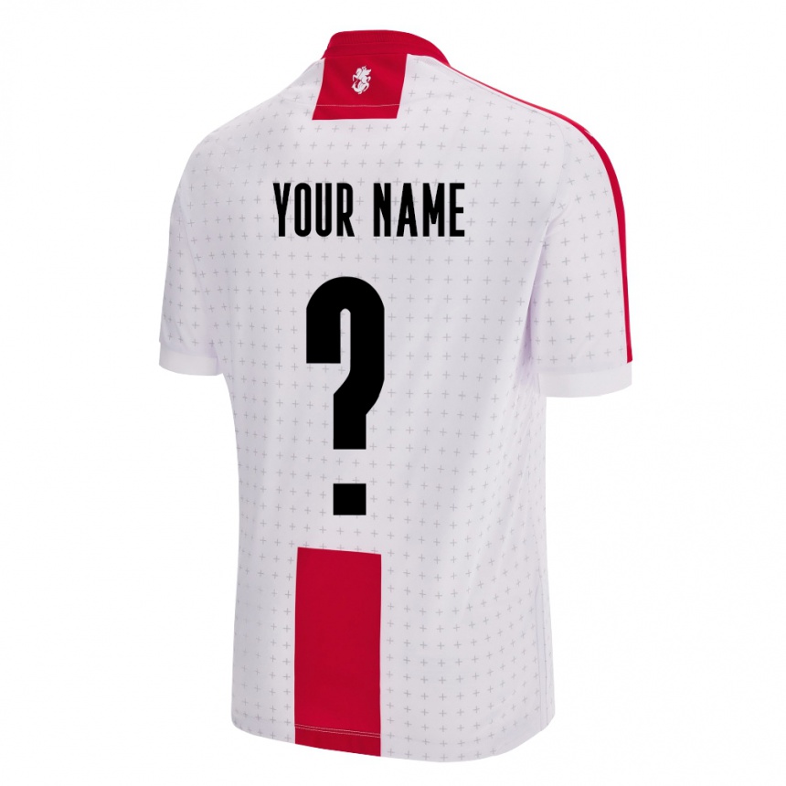 Damen Fußball Georgien Ihren Namen #0 Weiß Heimtrikot Trikot 24-26 T-Shirt Luxemburg