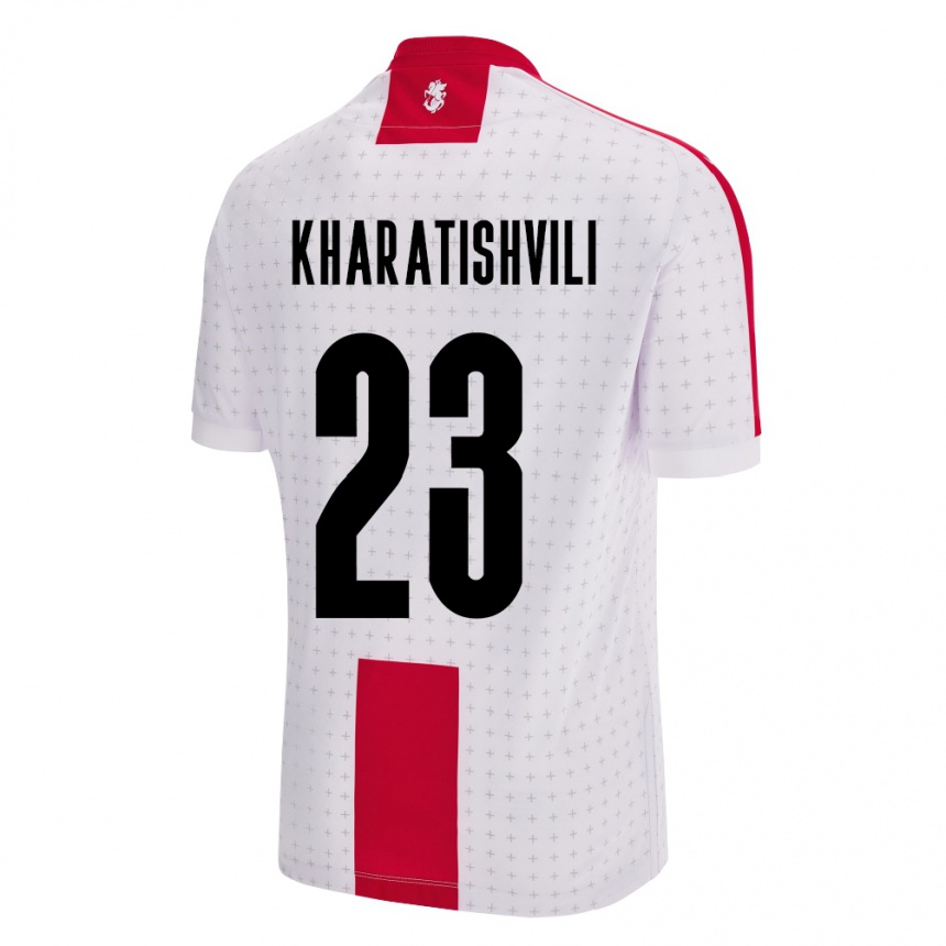 Damen Fußball Georgien Luka Kharatishvili #23 Weiß Heimtrikot Trikot 24-26 T-Shirt Luxemburg