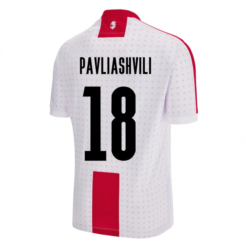 Damen Fußball Georgien Ana Pavliashvili #18 Weiß Heimtrikot Trikot 24-26 T-Shirt Luxemburg