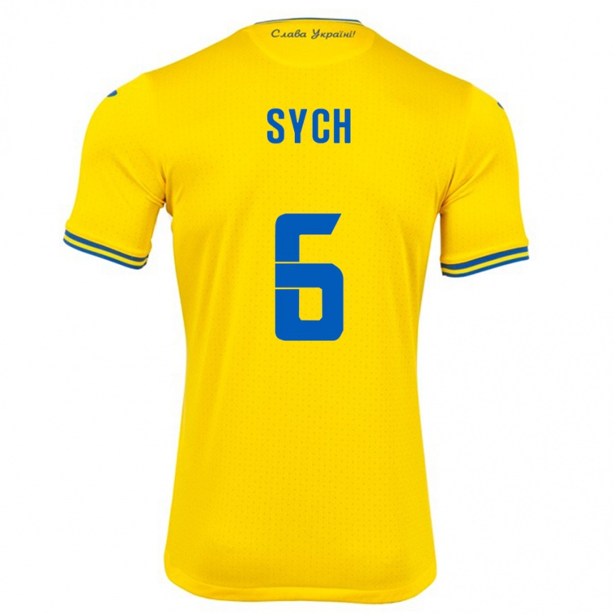 Damen Fußball Ukraine Oleksiy Sych #6 Gelb Heimtrikot Trikot 24-26 T-Shirt Luxemburg