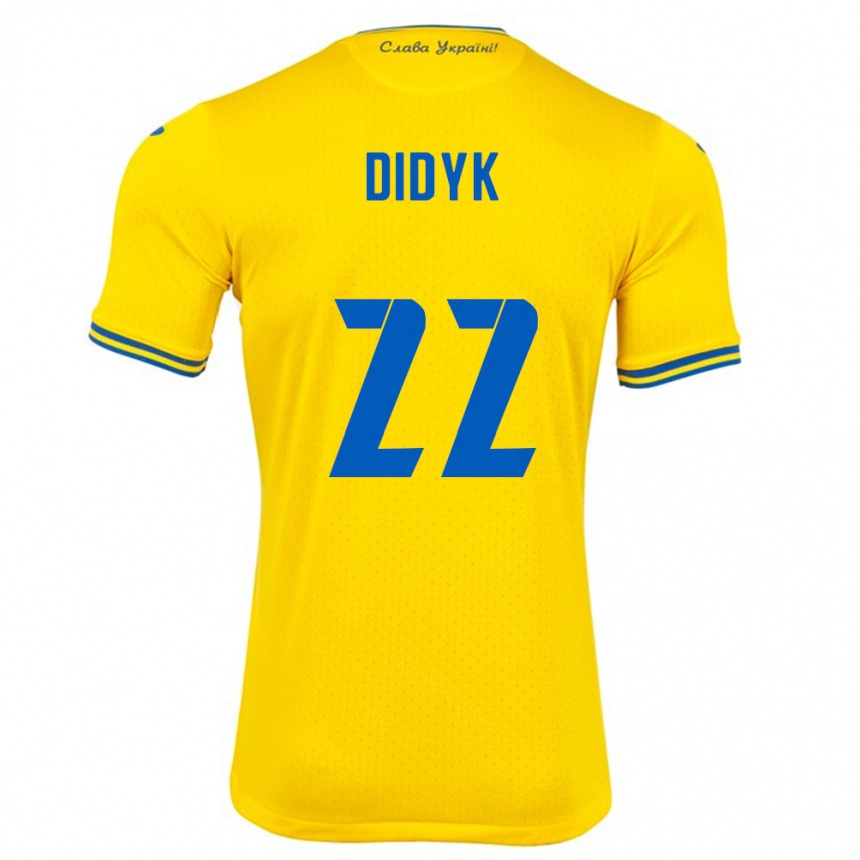 Damen Fußball Ukraine Roman Didyk #22 Gelb Heimtrikot Trikot 24-26 T-Shirt Luxemburg