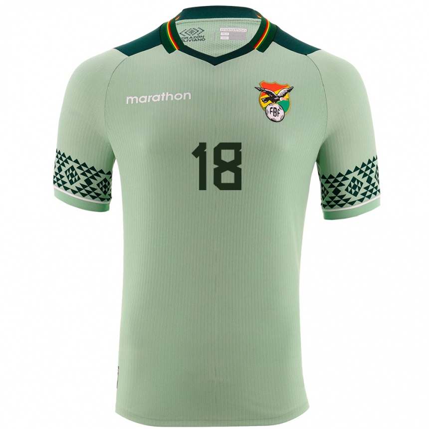 Damen Fußball Bolivien Fabricio Quaglio #18 Hellgrün Heimtrikot Trikot 24-26 T-Shirt Luxemburg