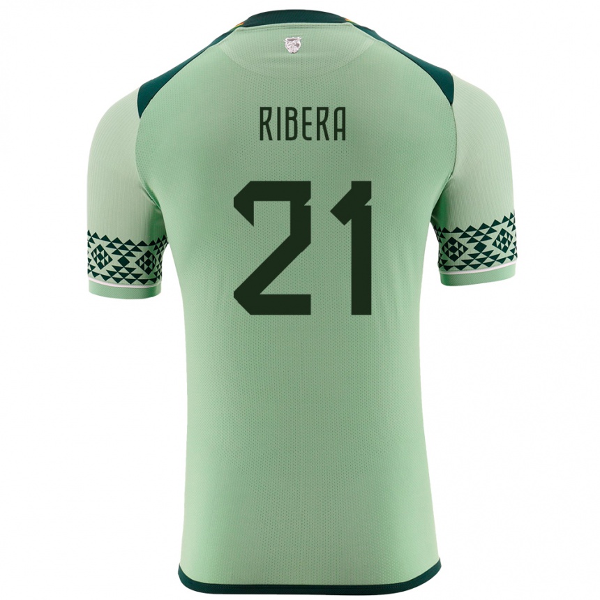 Damen Fußball Bolivien Daniel Ribera #21 Hellgrün Heimtrikot Trikot 24-26 T-Shirt Luxemburg