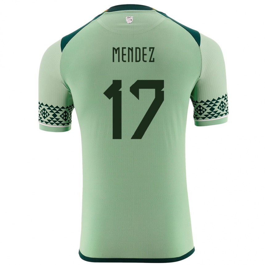 Damen Fußball Bolivien Bruno Méndez #17 Hellgrün Heimtrikot Trikot 24-26 T-Shirt Luxemburg