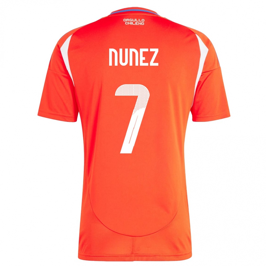 Damen Fußball Chile Marcelino Núñez #7 Rot Heimtrikot Trikot 24-26 T-Shirt Luxemburg