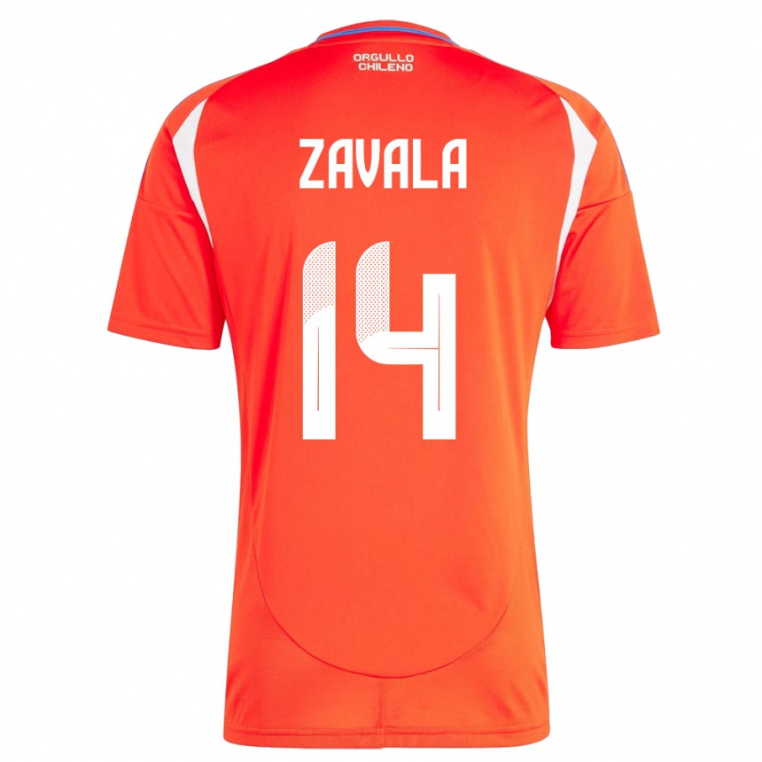 Damen Fußball Chile Cristián Zavala #14 Rot Heimtrikot Trikot 24-26 T-Shirt Luxemburg