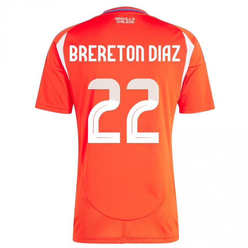 Damen Fußball Chile Ben Brereton Díaz #22 Rot Heimtrikot Trikot 24-26 T-Shirt Luxemburg