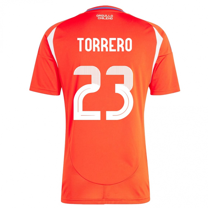 Damen Fußball Chile Ryann Torrero #23 Rot Heimtrikot Trikot 24-26 T-Shirt Luxemburg