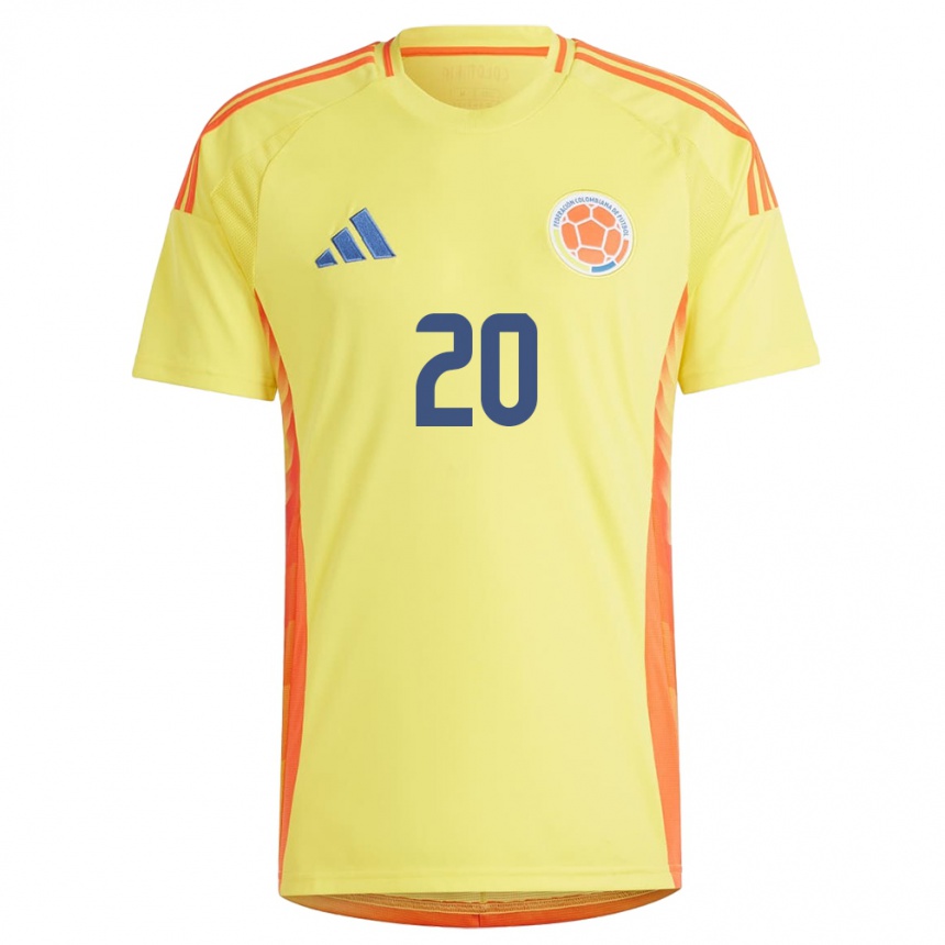 Damen Fußball Kolumbien Mónica Ramos #20 Gelb Heimtrikot Trikot 24-26 T-Shirt Luxemburg