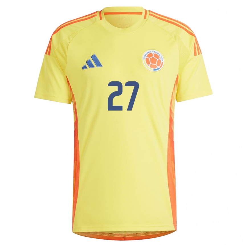 Damen Fußball Kolumbien Natalia Gaitán #27 Gelb Heimtrikot Trikot 24-26 T-Shirt Luxemburg