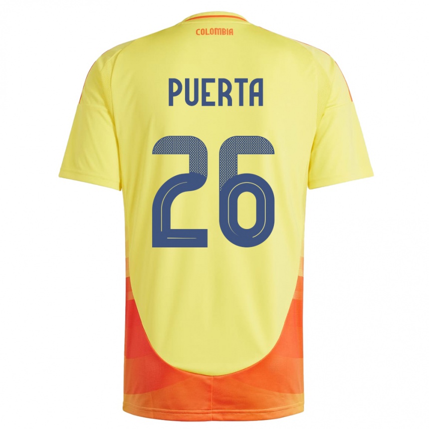 Damen Fußball Kolumbien Gustavo Puerta #26 Gelb Heimtrikot Trikot 24-26 T-Shirt Luxemburg