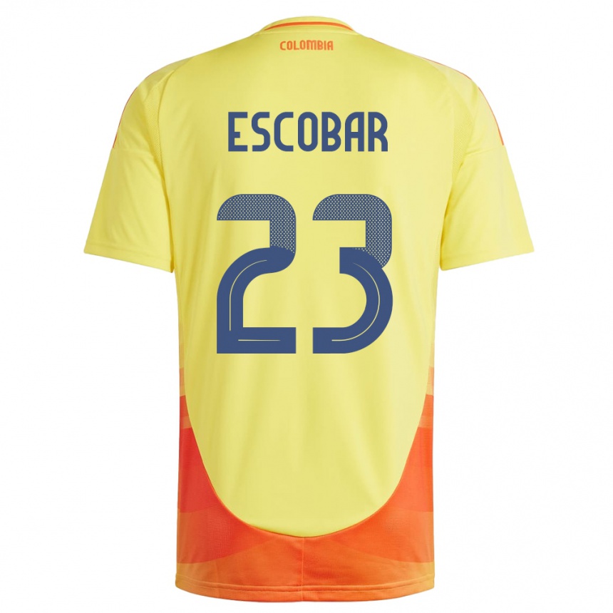 Damen Fußball Kolumbien Josen Escobar #23 Gelb Heimtrikot Trikot 24-26 T-Shirt Luxemburg