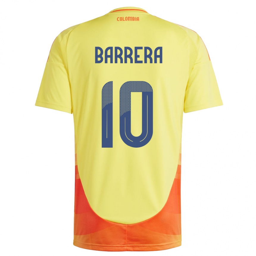 Damen Fußball Kolumbien Jordan Barrera #10 Gelb Heimtrikot Trikot 24-26 T-Shirt Luxemburg