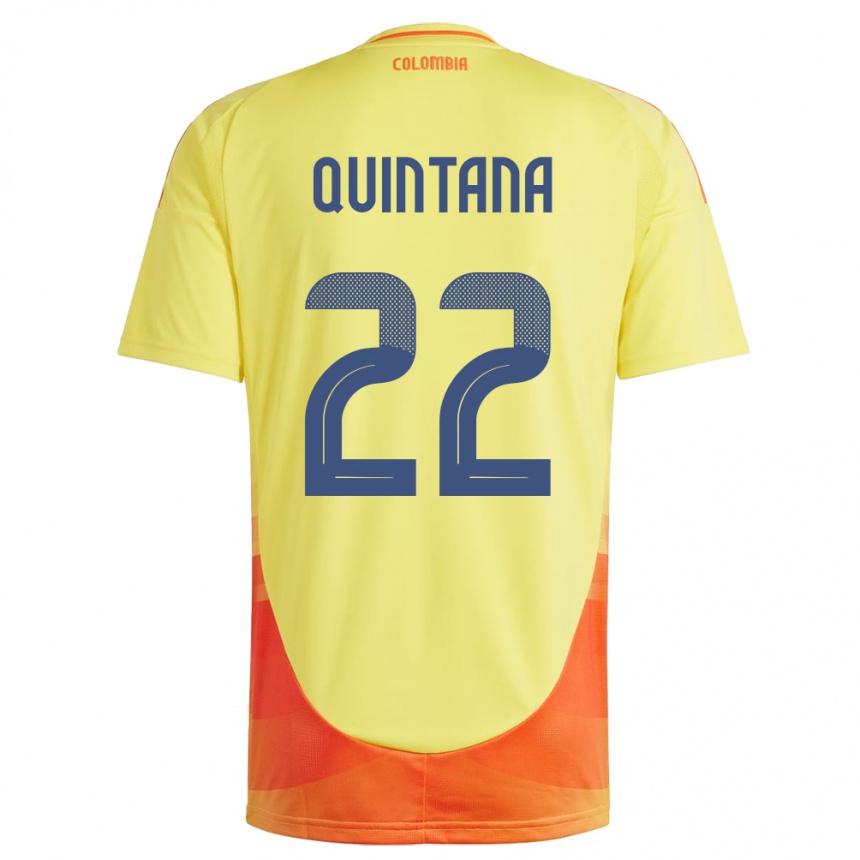 Damen Fußball Kolumbien Breiner Quintana #22 Gelb Heimtrikot Trikot 24-26 T-Shirt Luxemburg