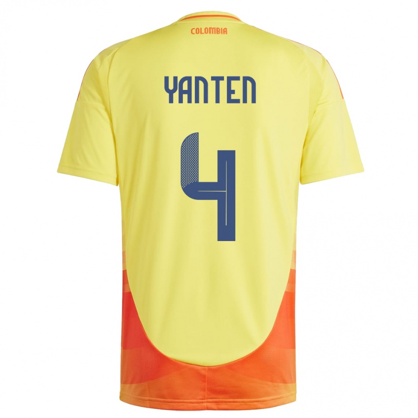 Damen Fußball Kolumbien Fabiana Yantén #4 Gelb Heimtrikot Trikot 24-26 T-Shirt Luxemburg