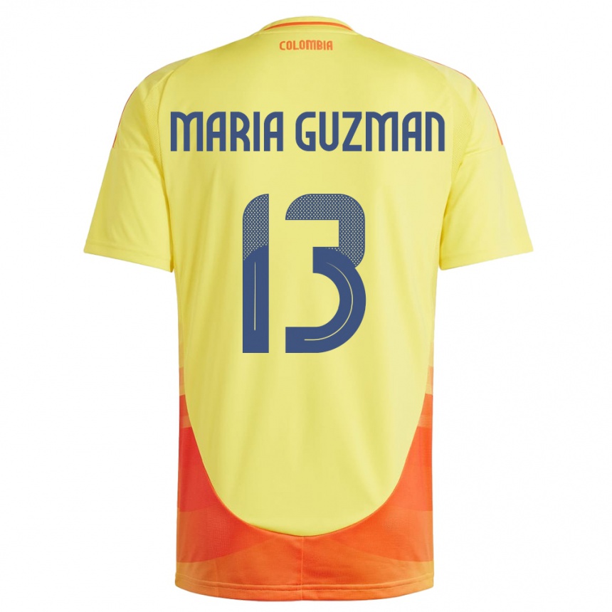 Damen Fußball Kolumbien Ana María Guzmán #13 Gelb Heimtrikot Trikot 24-26 T-Shirt Luxemburg