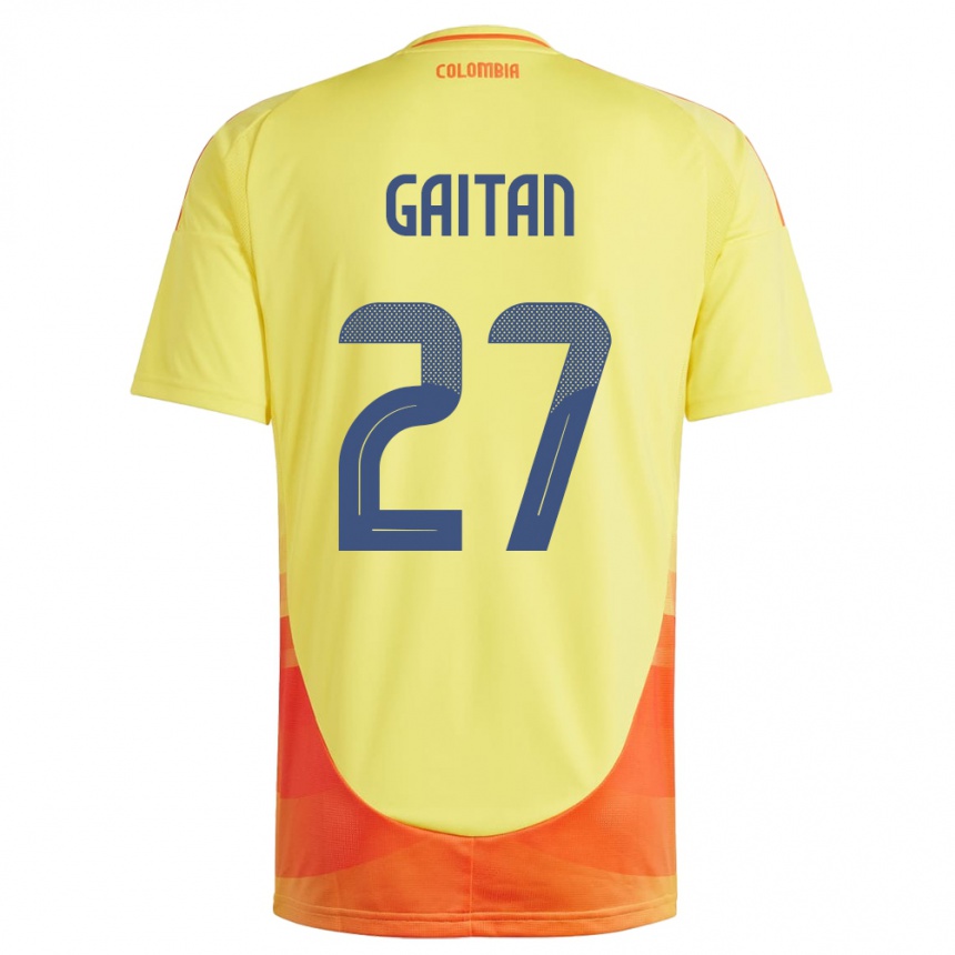 Damen Fußball Kolumbien Natalia Gaitán #27 Gelb Heimtrikot Trikot 24-26 T-Shirt Luxemburg