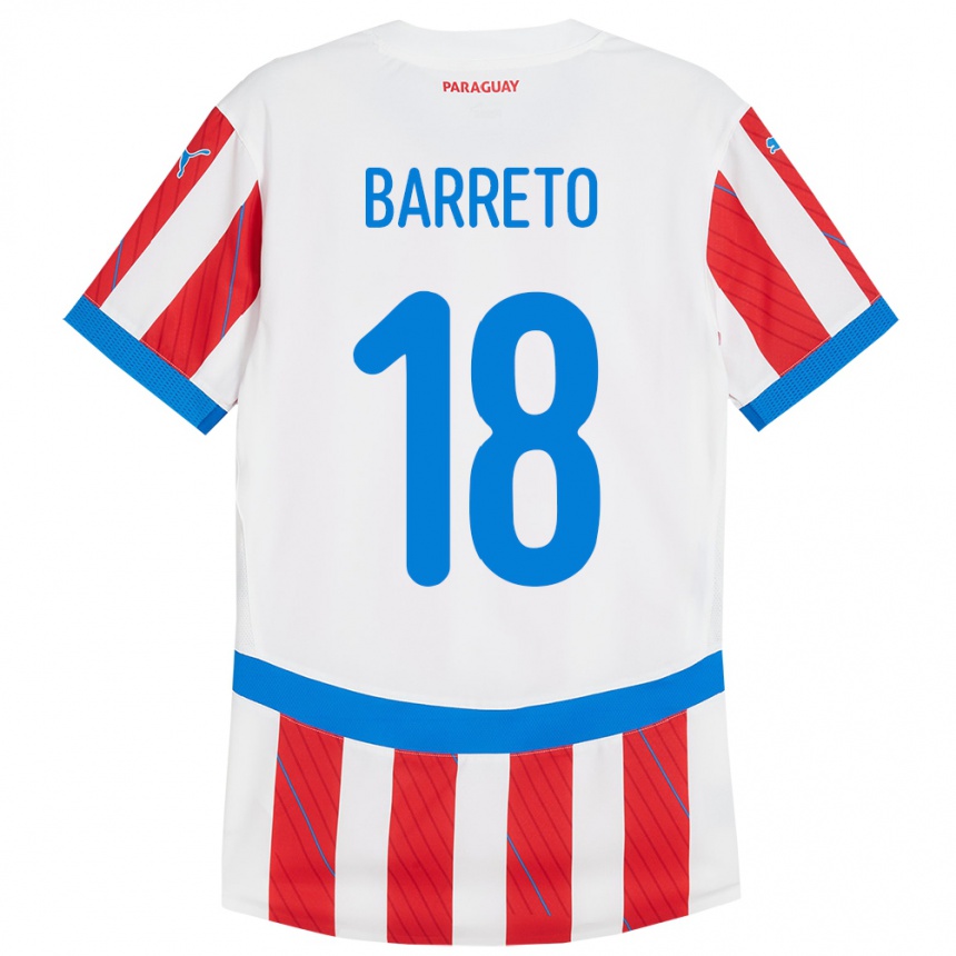 Damen Fußball Paraguay Liz Barreto #18 Weiß Rot Heimtrikot Trikot 24-26 T-Shirt Luxemburg