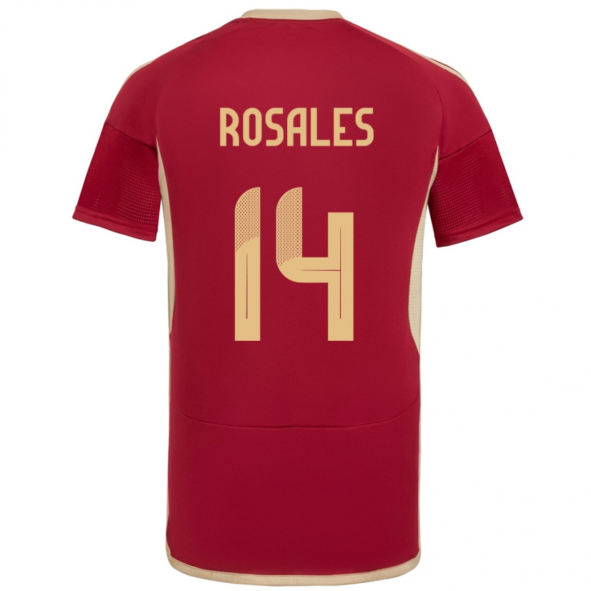 Damen Fußball Venezuela Roberto Rosales #14 Burgund Heimtrikot Trikot 24-26 T-Shirt Luxemburg