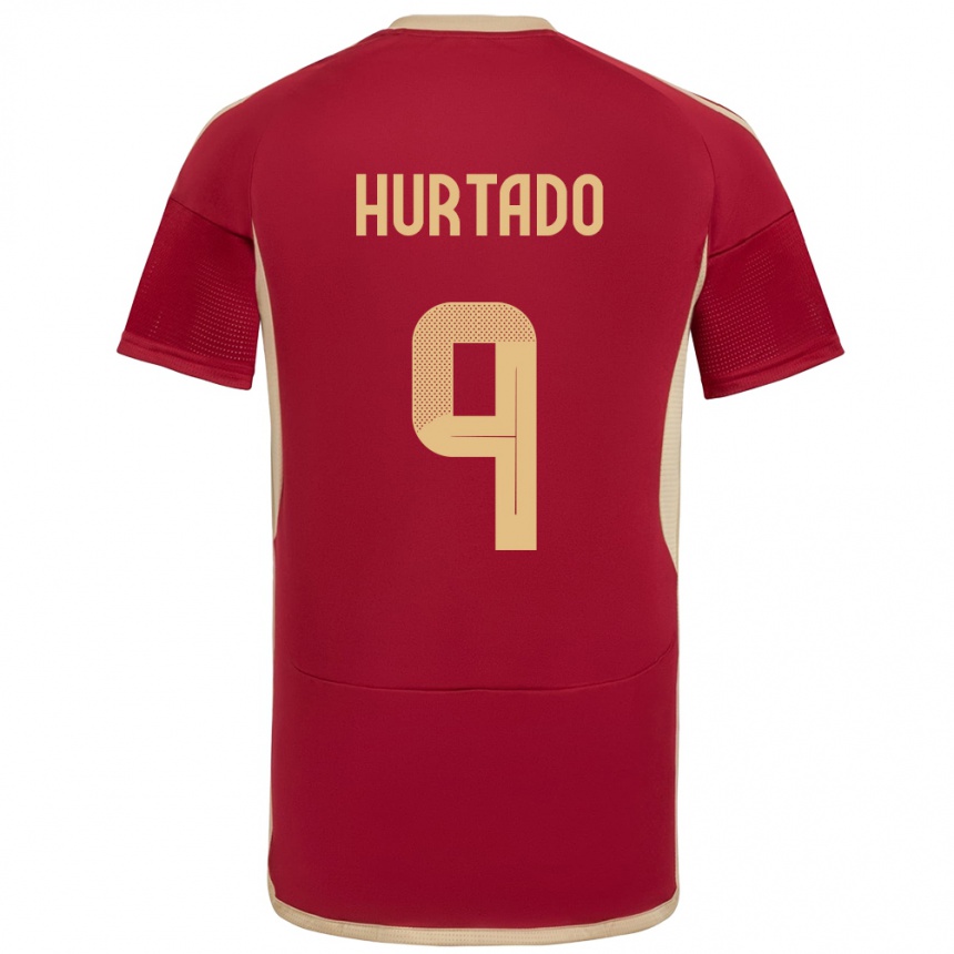 Damen Fußball Venezuela Jan Hurtado #9 Burgund Heimtrikot Trikot 24-26 T-Shirt Luxemburg