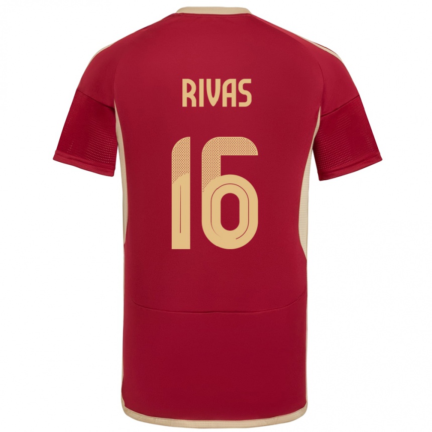 Damen Fußball Venezuela Renne Rivas #16 Burgund Heimtrikot Trikot 24-26 T-Shirt Luxemburg