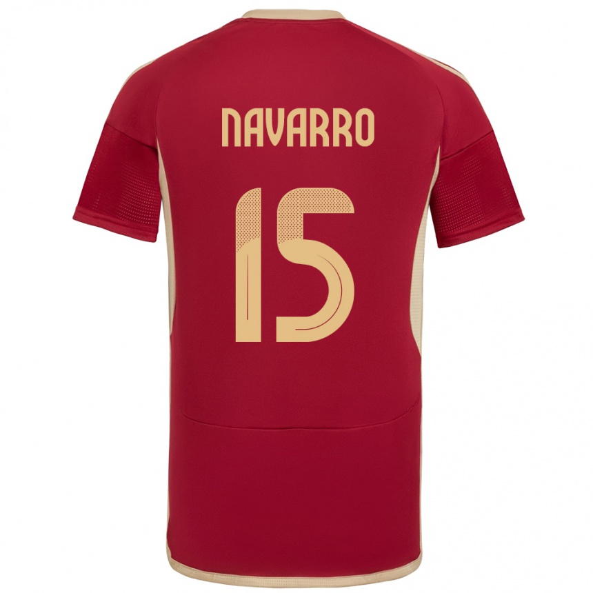 Damen Fußball Venezuela Miguel Navarro #15 Burgund Heimtrikot Trikot 24-26 T-Shirt Luxemburg