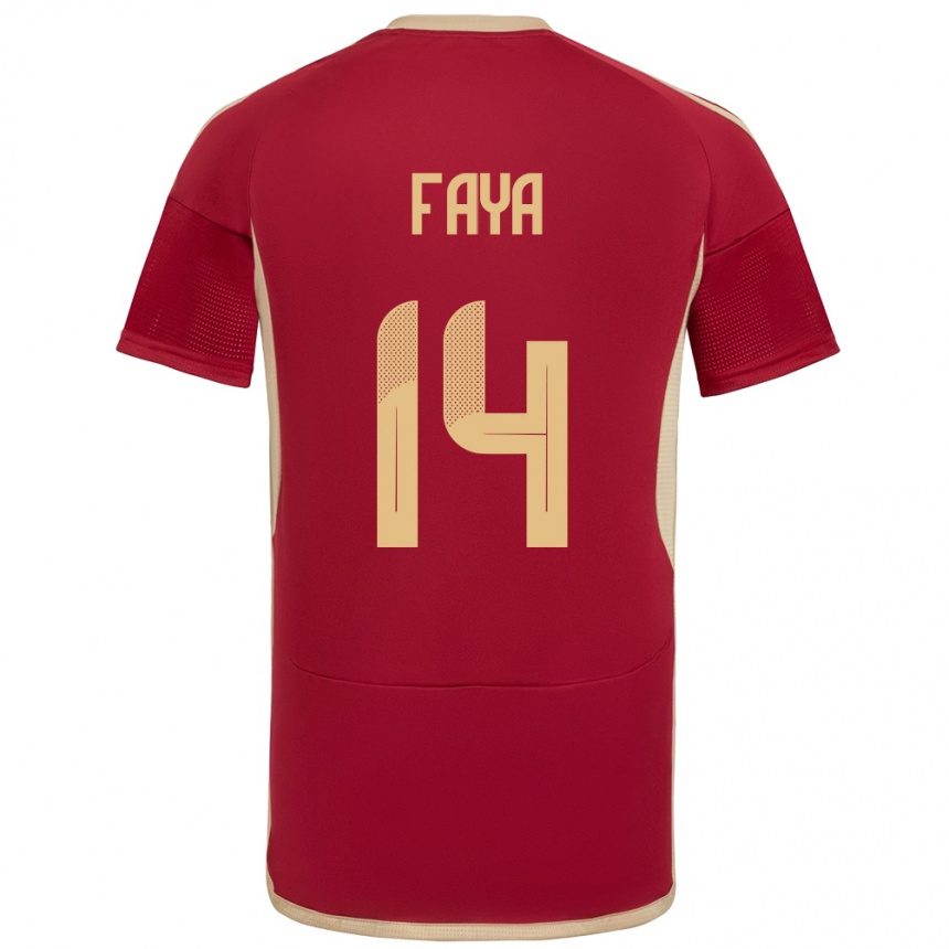 Damen Fußball Venezuela Carlos Faya #14 Burgund Heimtrikot Trikot 24-26 T-Shirt Luxemburg