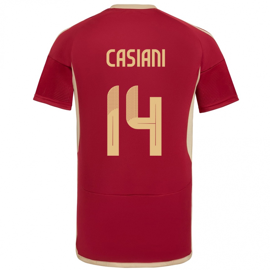 Damen Fußball Venezuela Luis Casiani #14 Burgund Heimtrikot Trikot 24-26 T-Shirt Luxemburg