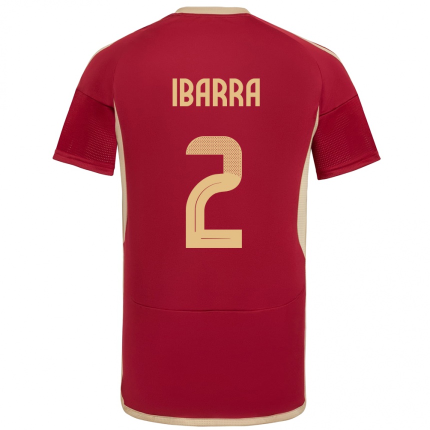 Damen Fußball Venezuela Pablo Ibarra #2 Burgund Heimtrikot Trikot 24-26 T-Shirt Luxemburg