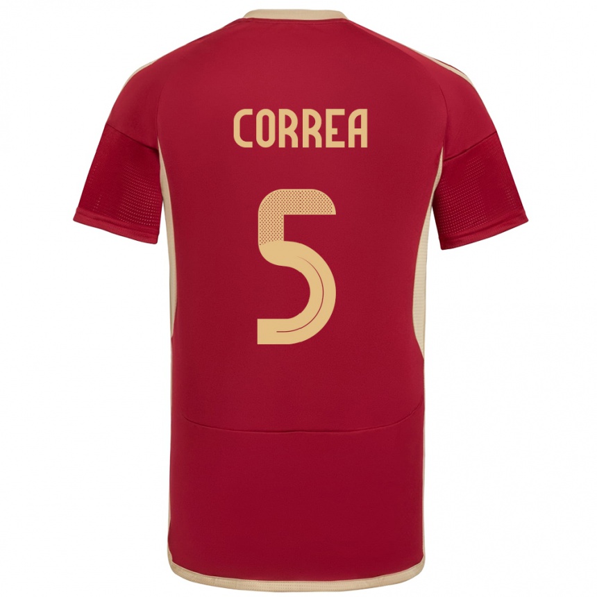 Damen Fußball Venezuela José Correa #5 Burgund Heimtrikot Trikot 24-26 T-Shirt Luxemburg