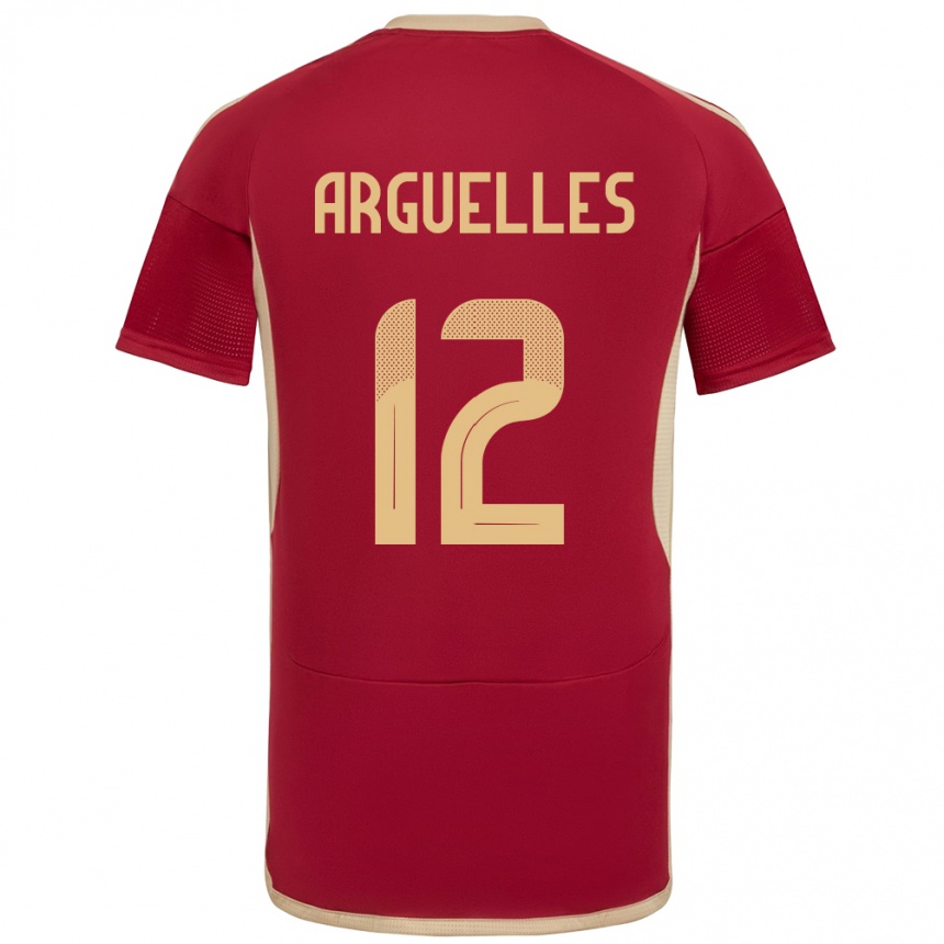 Damen Fußball Venezuela Wilmary Argüelles #12 Burgund Heimtrikot Trikot 24-26 T-Shirt Luxemburg