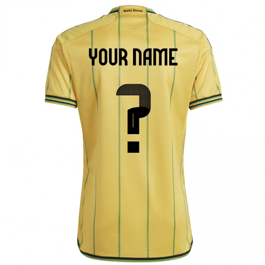 Damen Fußball Jamaika Ihren Namen #0 Gelb Heimtrikot Trikot 24-26 T-Shirt Luxemburg