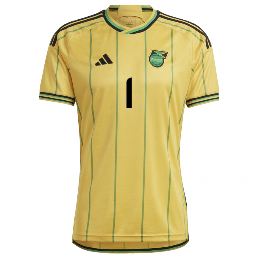 Damen Fußball Jamaika Shaquan Davis #1 Gelb Heimtrikot Trikot 24-26 T-Shirt Luxemburg