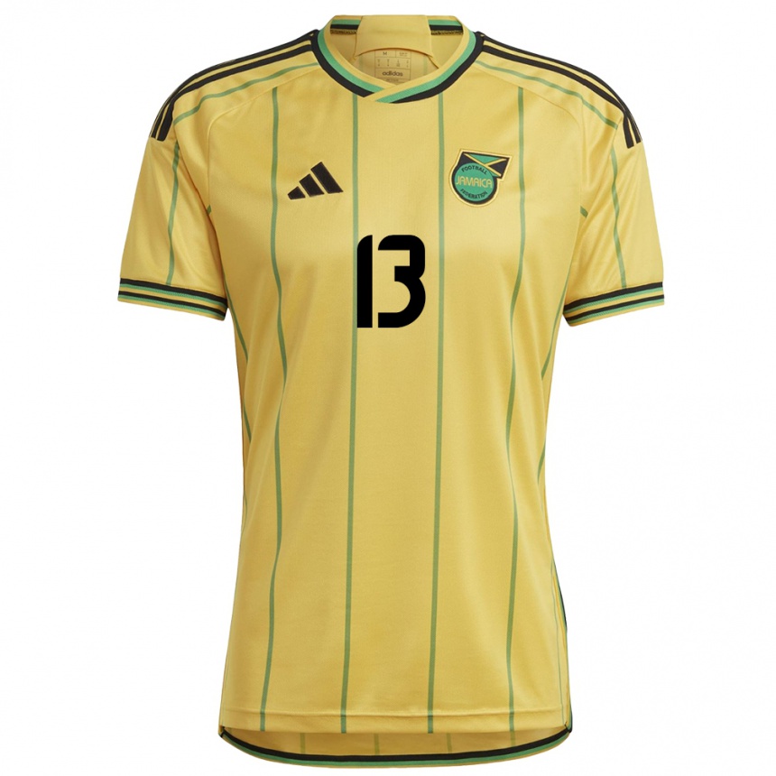 Damen Fußball Jamaika Javanae Jones #13 Gelb Heimtrikot Trikot 24-26 T-Shirt Luxemburg