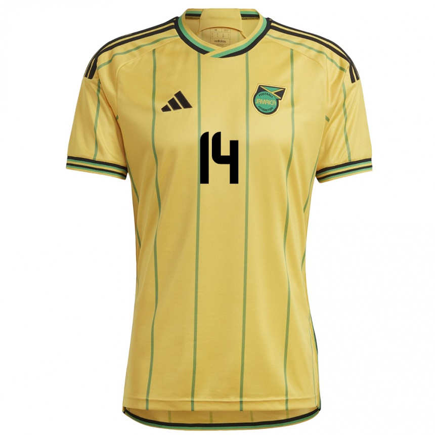 Damen Fußball Jamaika Kasey Palmer #14 Gelb Heimtrikot Trikot 24-26 T-Shirt Luxemburg