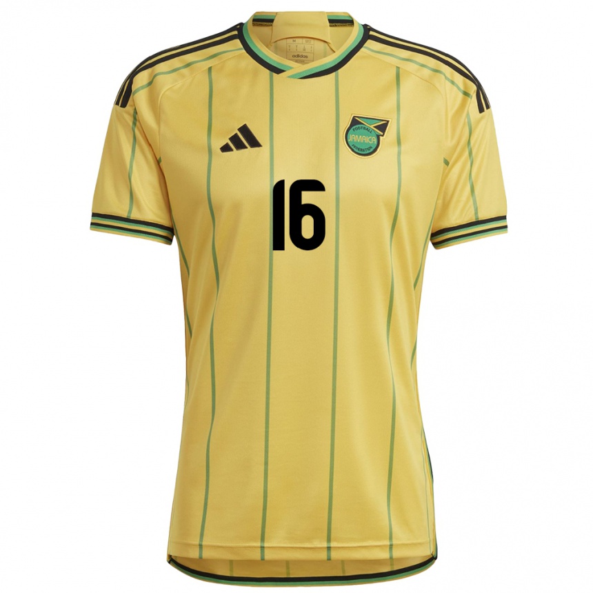 Damen Fußball Jamaika Njeri Butts #16 Gelb Heimtrikot Trikot 24-26 T-Shirt Luxemburg